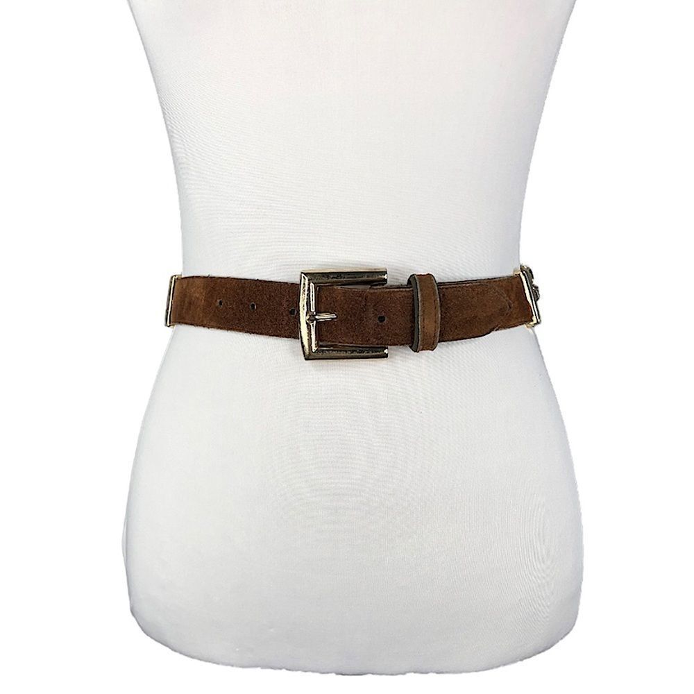 90’s Vintage Express Gold Chain and Leather Belt sz S